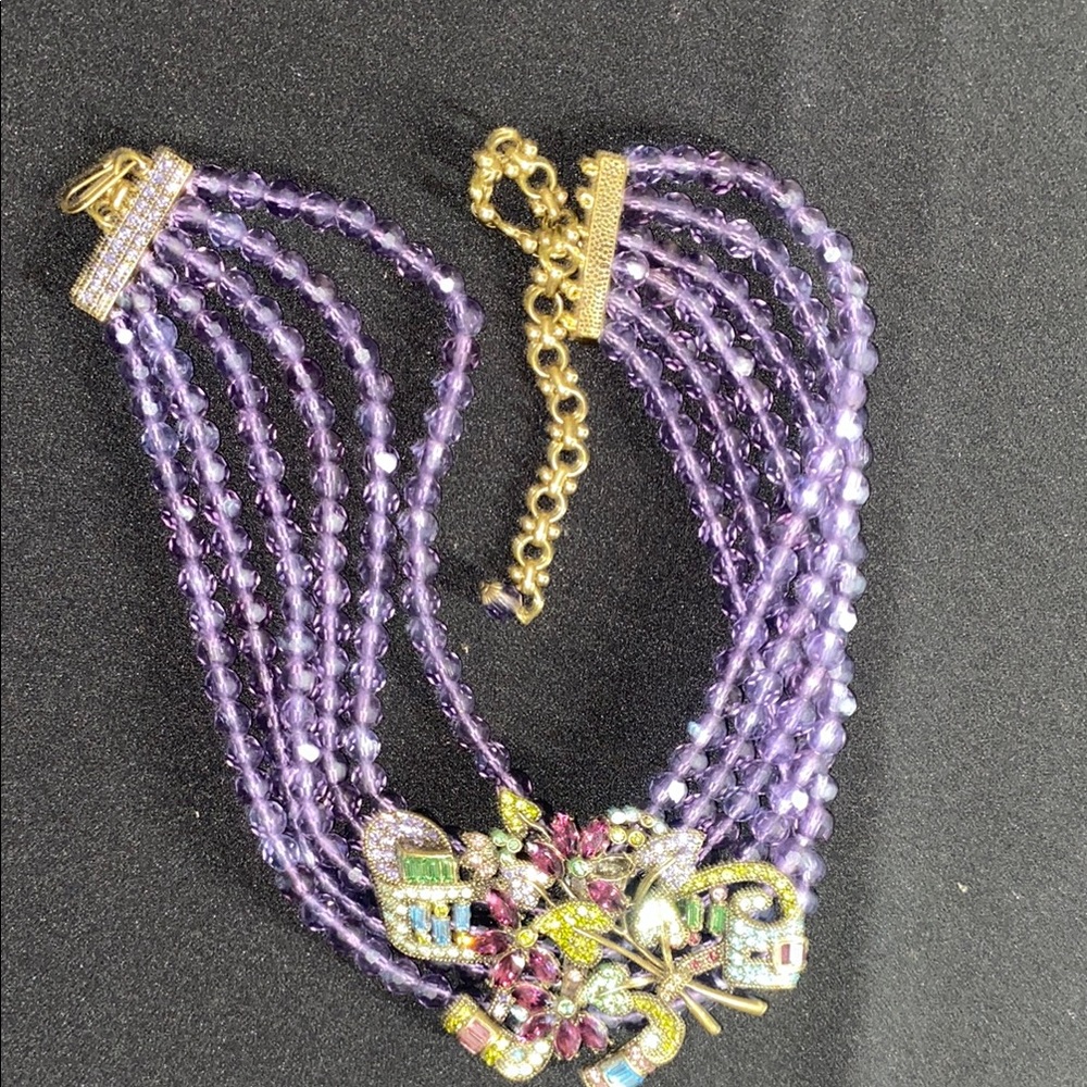 Heidi Daus Purple and Gold Necklace with Ornate Centerpiece - Picture 5 of 5